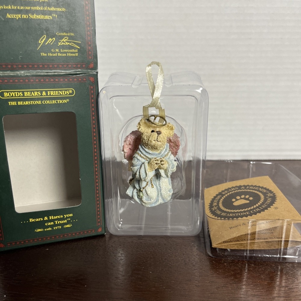 Vtg 2002 Boyds Bears Faith Angelwish 25774 Christmas Ornament Sparkly Angel Bear
